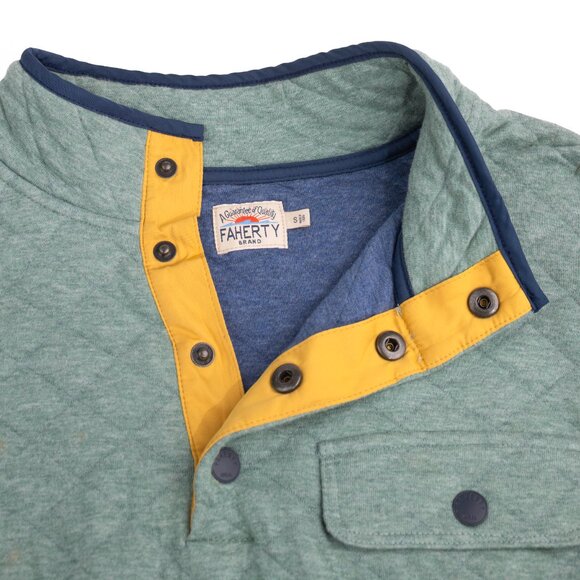 Faherty Epic Quilted Fleece Pullover Seacoast Melange Men's Small - Picture 3 of 7